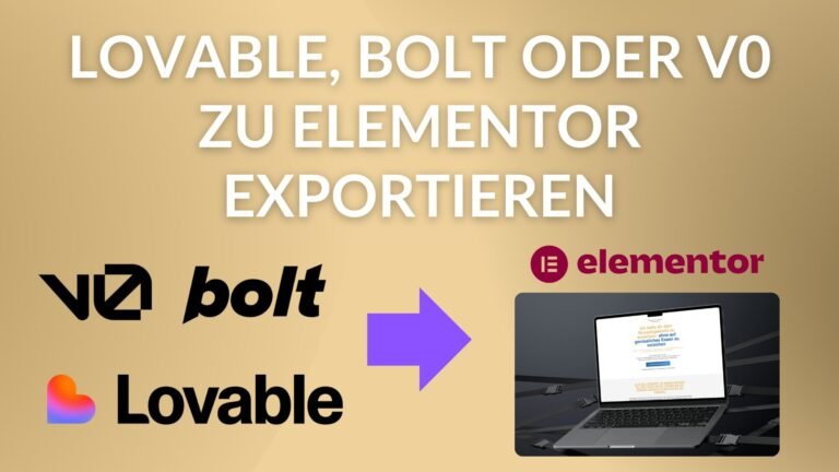 Export von Lovable, Bolt, V0 zu Elementor Wordpress