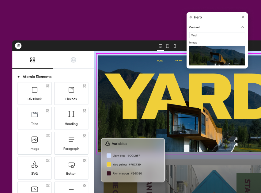 Elementor v4 Editor ist da: Vom Page Builder zum professionellen Design-System 1 Grafik mit Text und Layout-Elementen von Elementos Atomic Elements